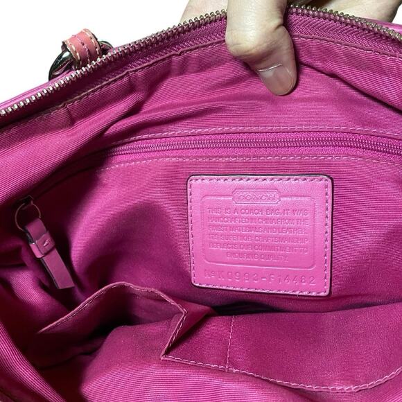 Coach Satin Khaki Horse Carriage Pleated Tote Bag - Picture 9 of 9